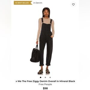 × We The Free Ziggy Denim Overall in Mineral Black  Free People Revolve  Sz XS